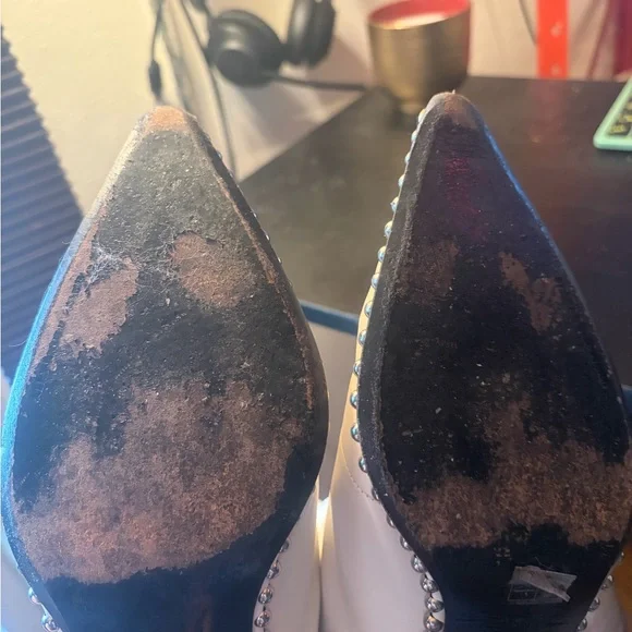 Alexander Wang White front back zip Studded pointed Lthr Boots size 38.5 - Picture 8 of 9